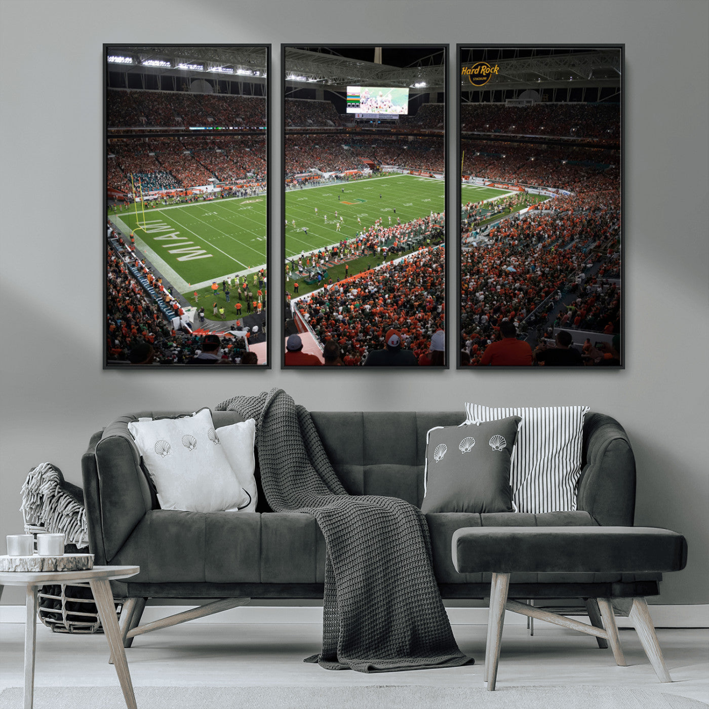 MGV-FC-48X32-3P - Miami Hurricanes Football Team Print Canvas- Miami Hard Rock Stadium Wall Art Canvas Print