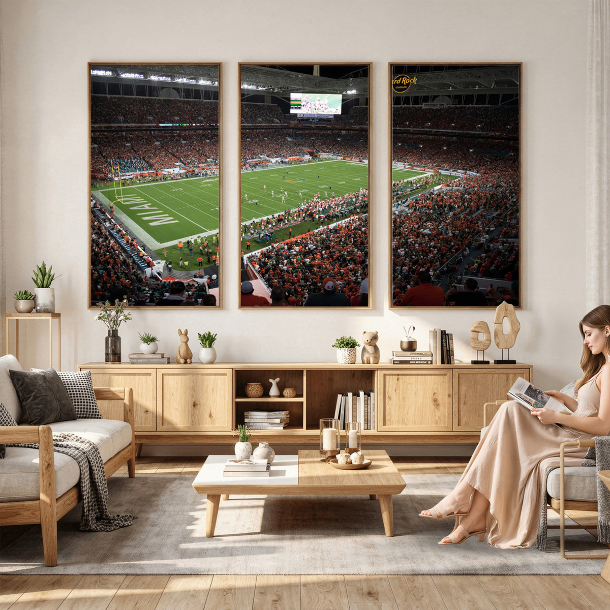 33698-PAN-FL-20X10 - Miami Hurricanes Football Team Print Canvas- Miami Hard Rock Stadium Wall Art Canvas Print