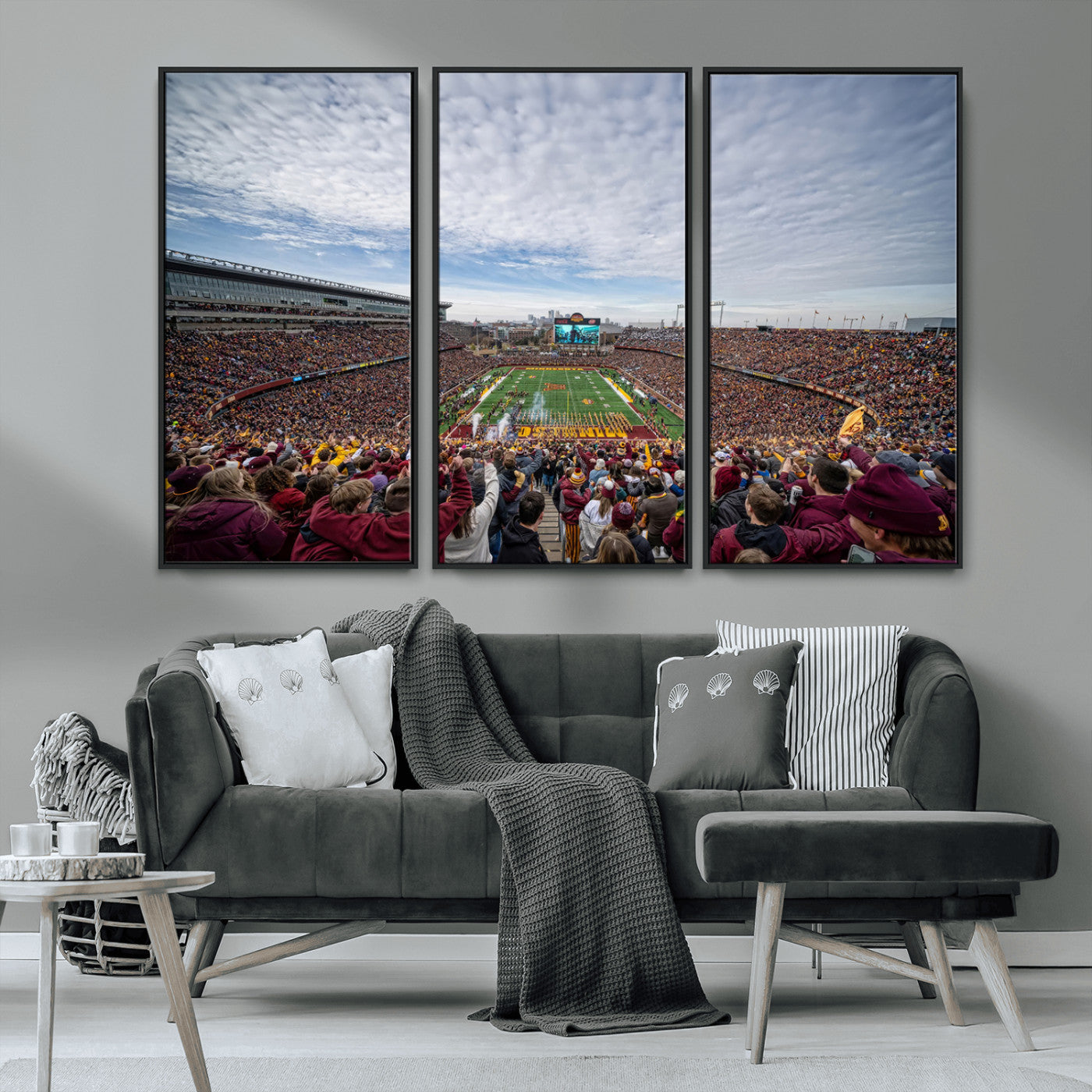 MGV-FC-48X32-3P - University of Minnesota Golden Gophers Football Team Print - Minneapolis Huntington Bank Stadium Art