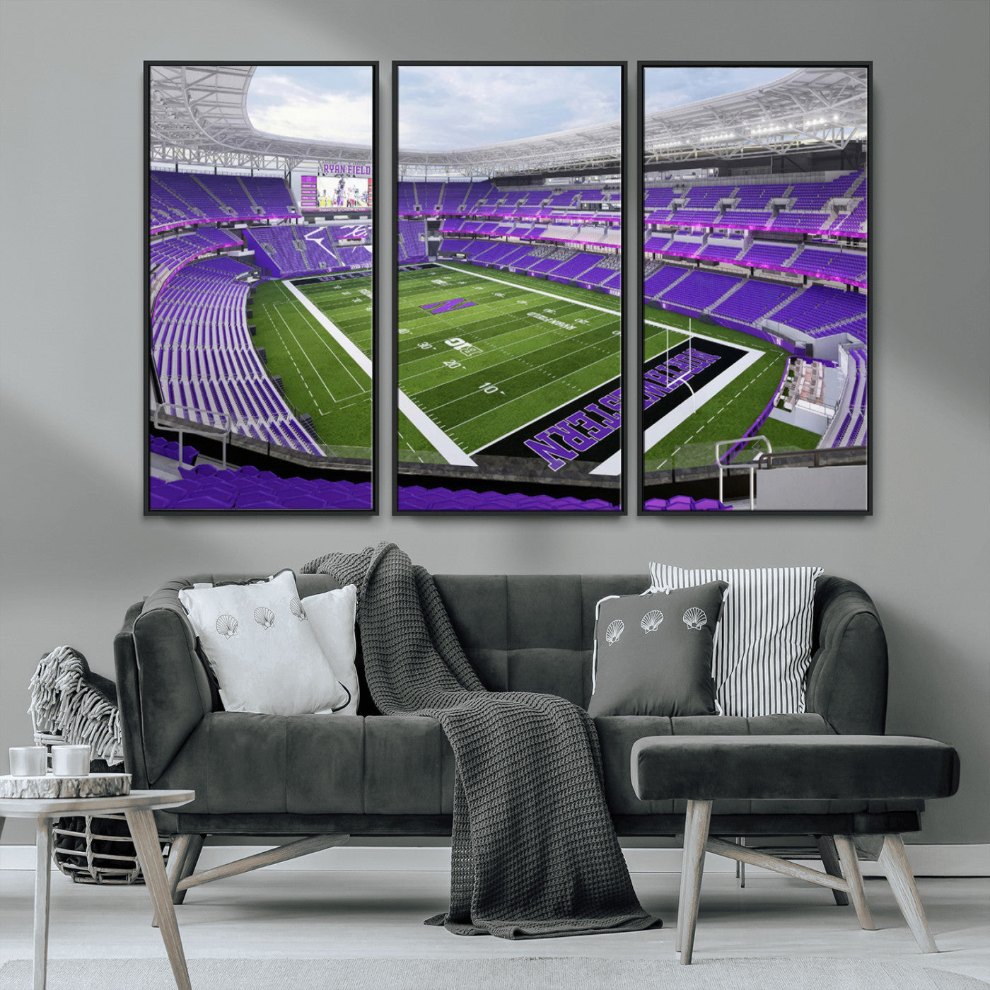 MGV-FC-48X32-3P - Northwestern University Wildcats Football Team Print - Evanston Ryan Field Wall Art Canvas Print