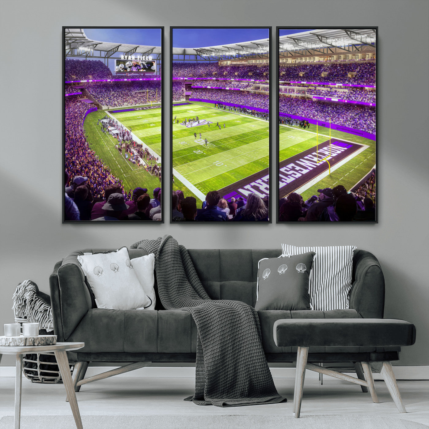 MGV-FC-48X32-3P - Northwestern University Wildcats Football Team Print - Evanston Ryan Field Wall Art Canvas Print