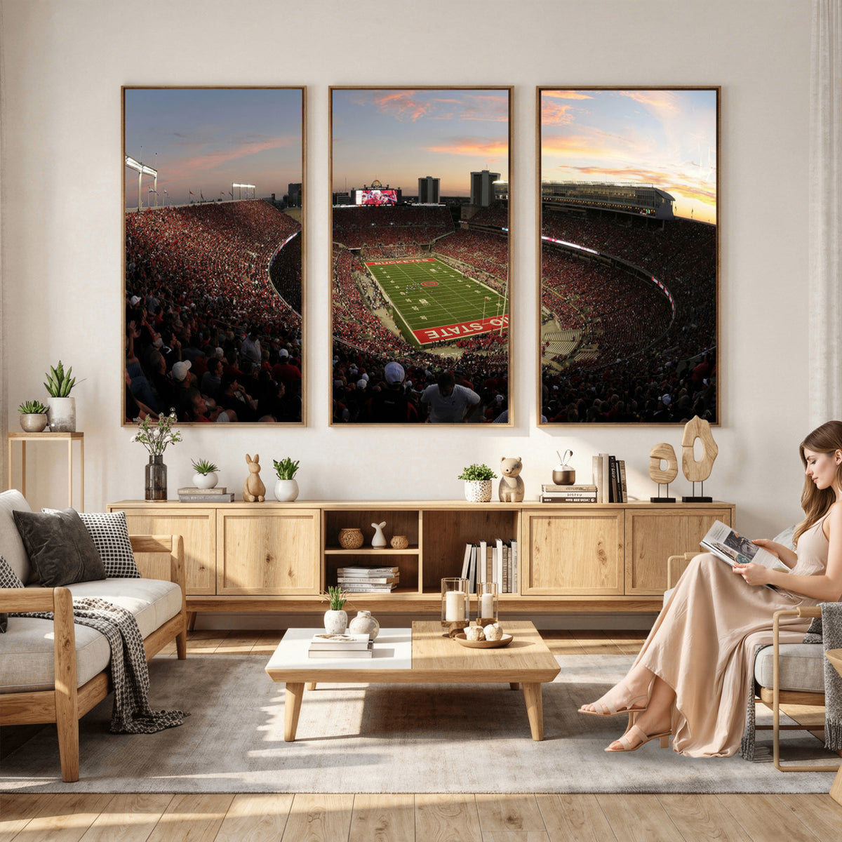 28825-PAN-FL-20X10 - Ohio State University Buckeyes Football Team Print - Columbus Ohio Stadium Wall Art Canvas Print