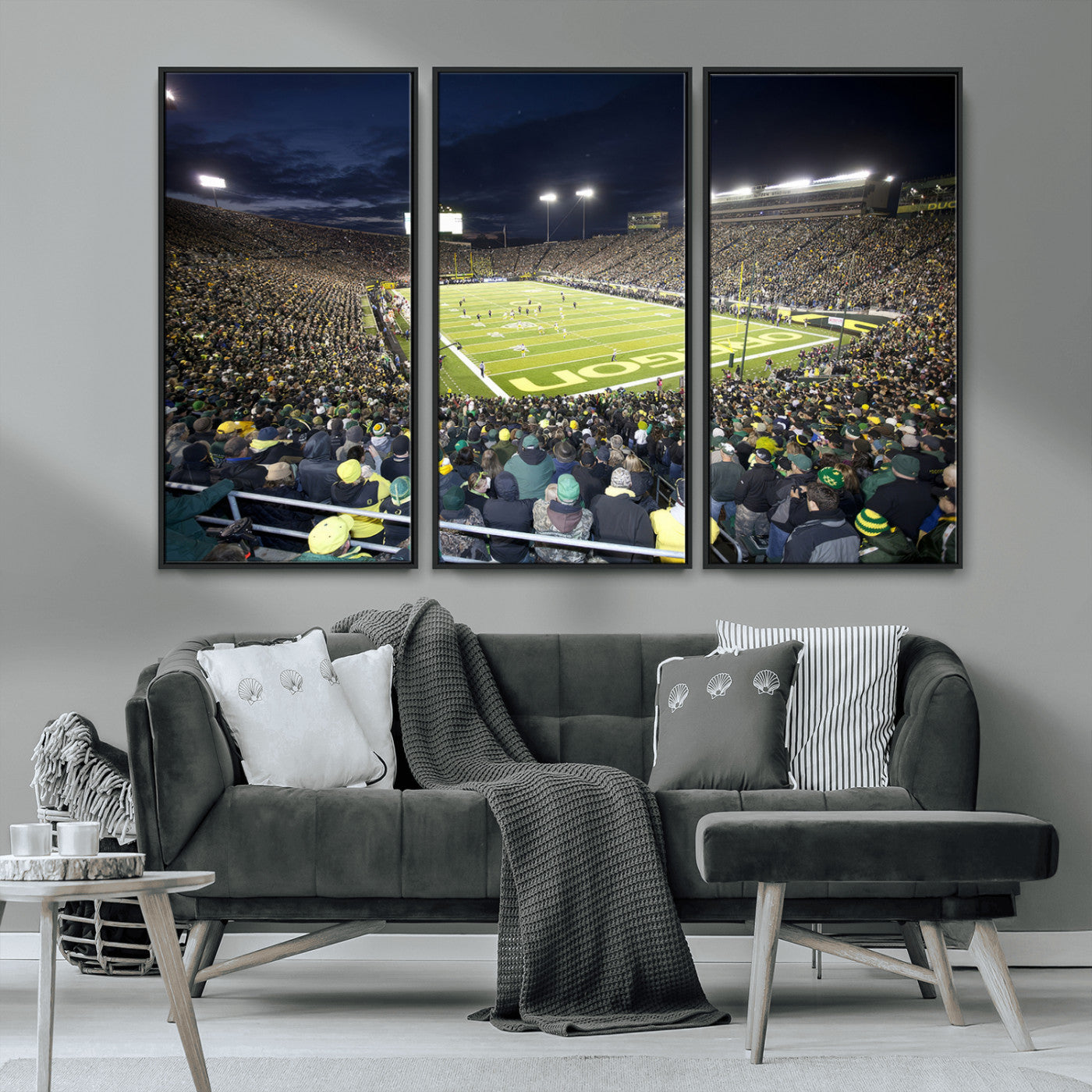 MGV-FC-48X32-3P - University of Oregon Ducks Football Team Print - Eugene Autzen Stadium Wall Art Canvas Print