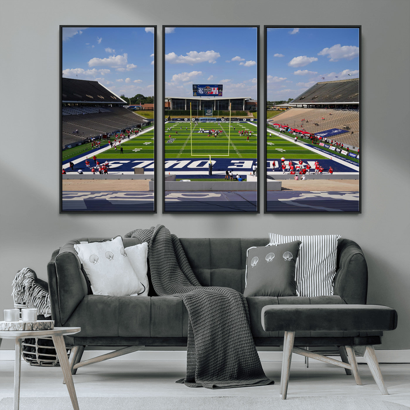 MGV-FC-48X32-3P - Rice University Owls Football Team Print - Houston Rice Stadium Wall Art Canvas Print