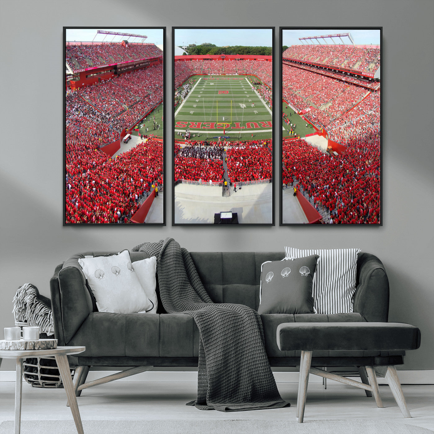 MGV-FC-48X32-3P - Rutgers Scarlet Knights Football Team Print - Piscataway SHI Stadium Wall Art Canvas Print
