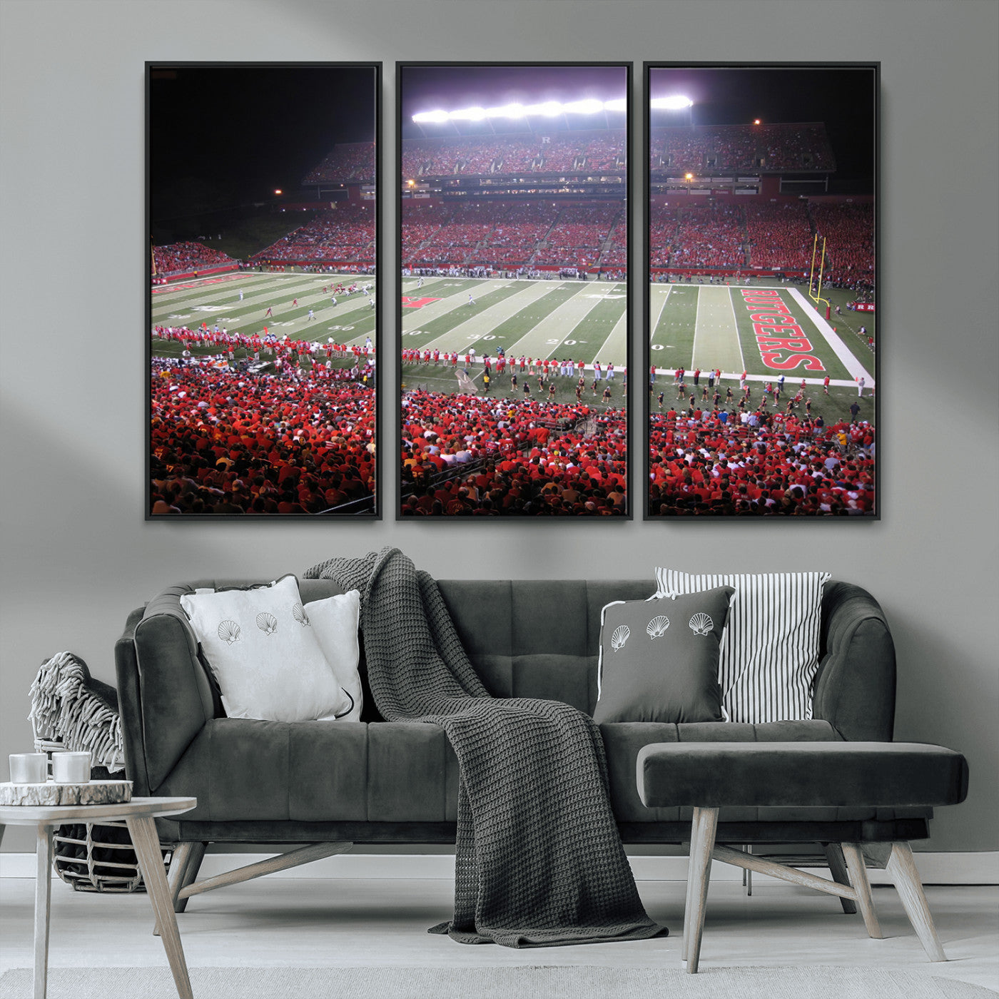 MGV-FC-48X32-3P - Rutgers University Scarlet Knights Football Team Print - Piscataway SHI Stadium Wall Art Canvas