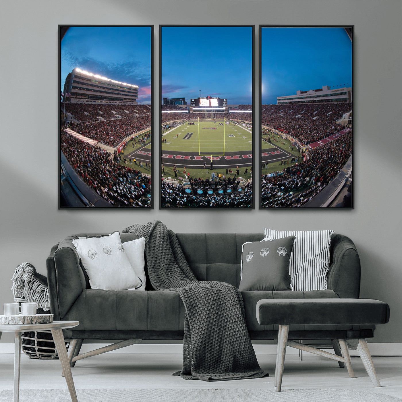 MGV-FC-48X32-3P - Texas Tech Red Raiders Canvas, Framed Football Team Print - Lubbock Jones AT&T Stadium Wall Art
