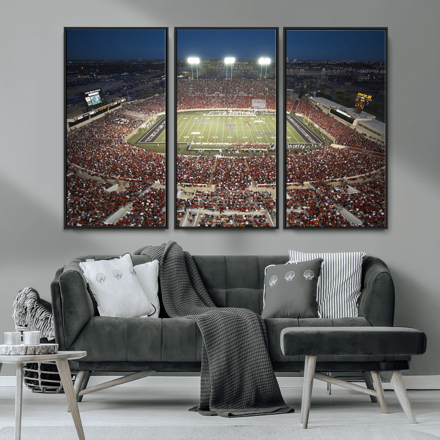 MGV-FC-48X32-3P - Texas Tech Red Raiders Football Team Print - Lubbock Jones AT&T Stadium Wall Art Canvas Print