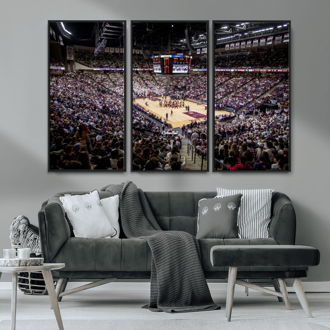 MGV-FC-48X32-3P - University of Nebraska Cornhuskers Basketball Team Print - Lincoln Red Arena Wall Art Canvas Print