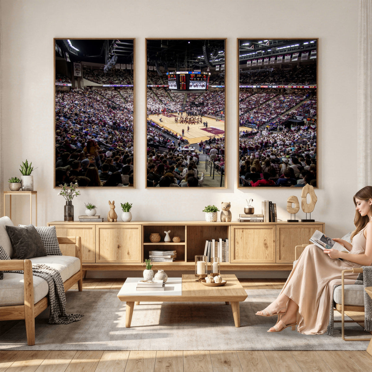 76876-MGV-CV-36X24 - University of Nebraska Cornhuskers Basketball Team Print - Lincoln Red Arena Wall Art Canvas Print