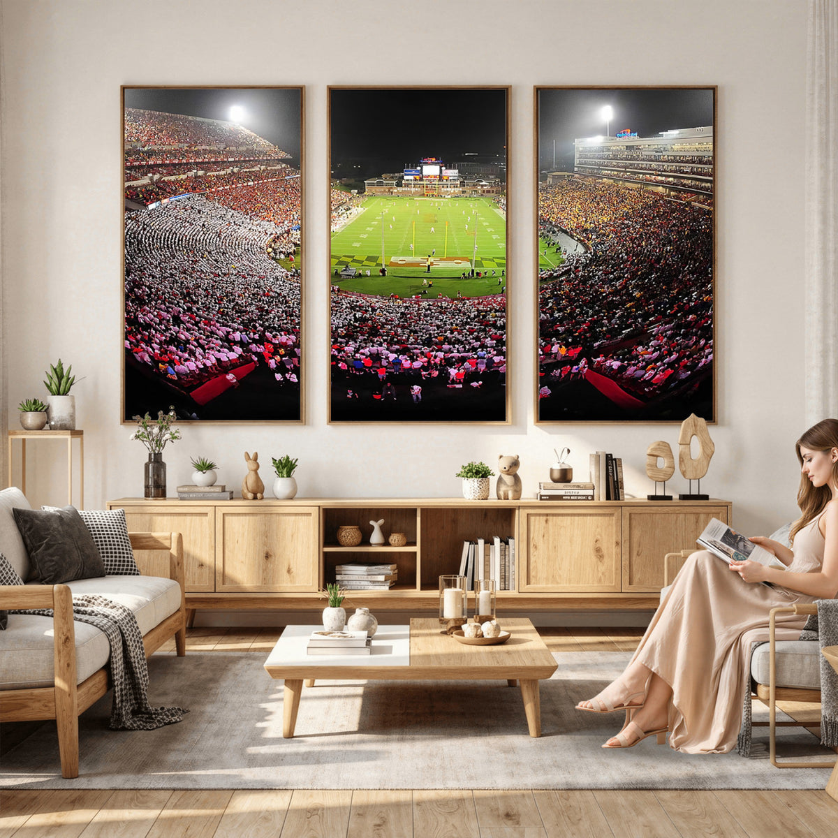 12091-PAN-FL-20X10 - University of Maryland Terrapins Football Team Print - College Park SECU Stadium Wall Art Canvas