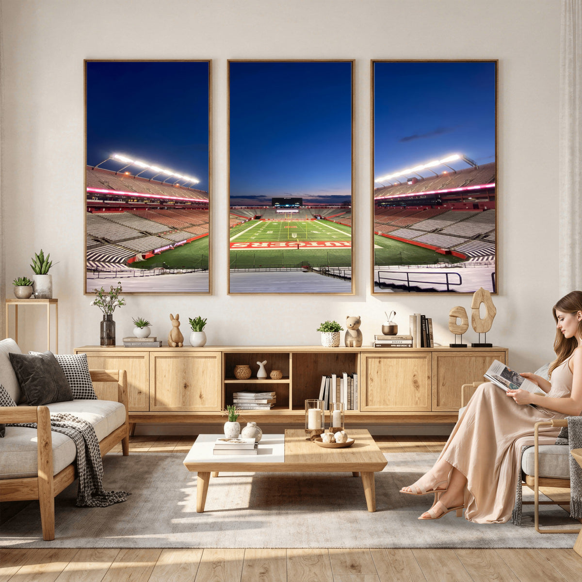 15051-MGV-CV-36X24 - Rutgers Scarlet Knights Football Team Print, Piscataway SHI Stadium