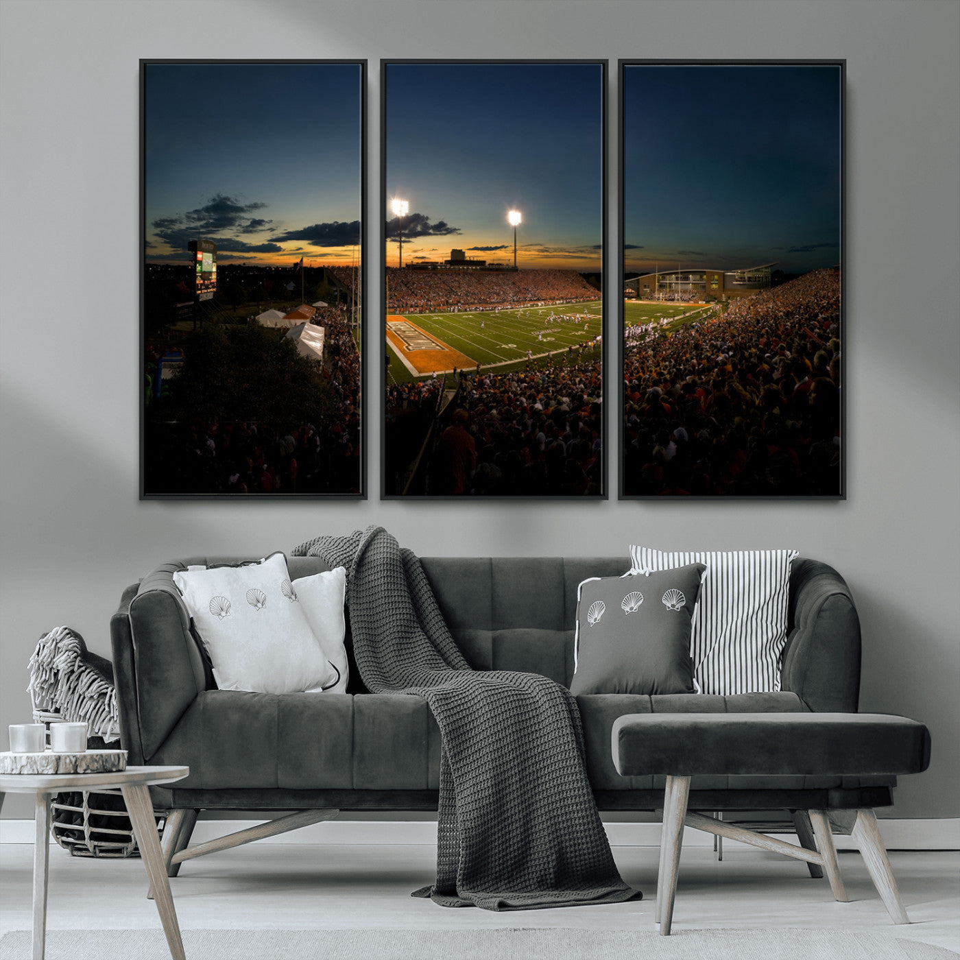 MGV-FC-48X32-3P - Ball State Cardinals Football Team Print - Muncie Scheumann Stadium Wall Art Canvas Print