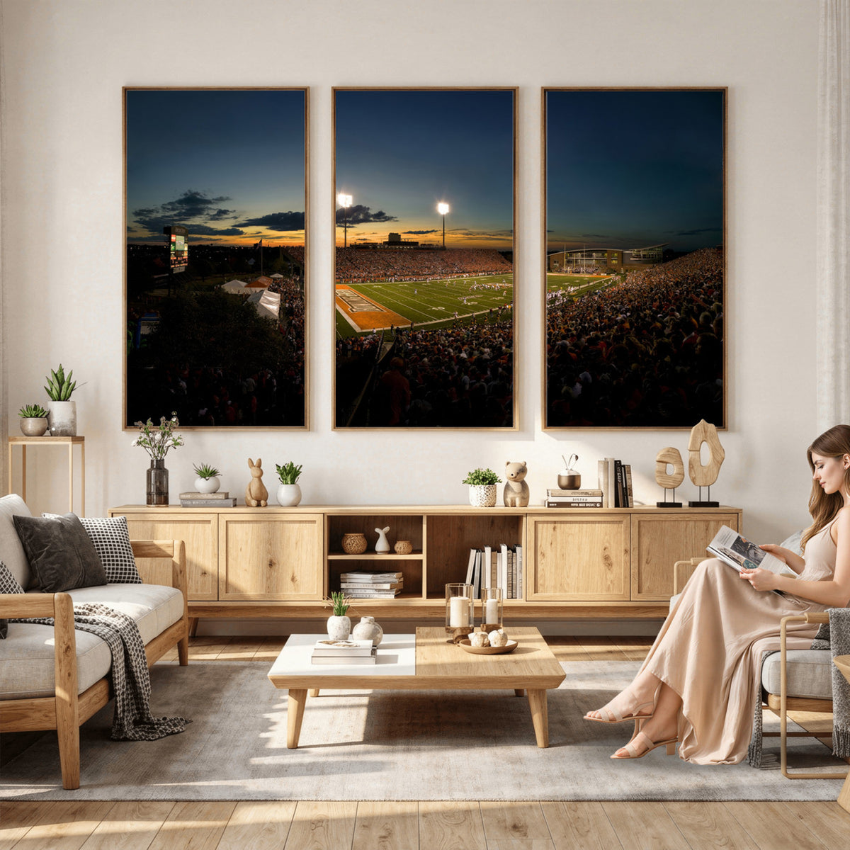 15980-PAN-FL-20X10 - Ball State Cardinals Football Team Print - Muncie Scheumann Stadium Wall Art Canvas Print