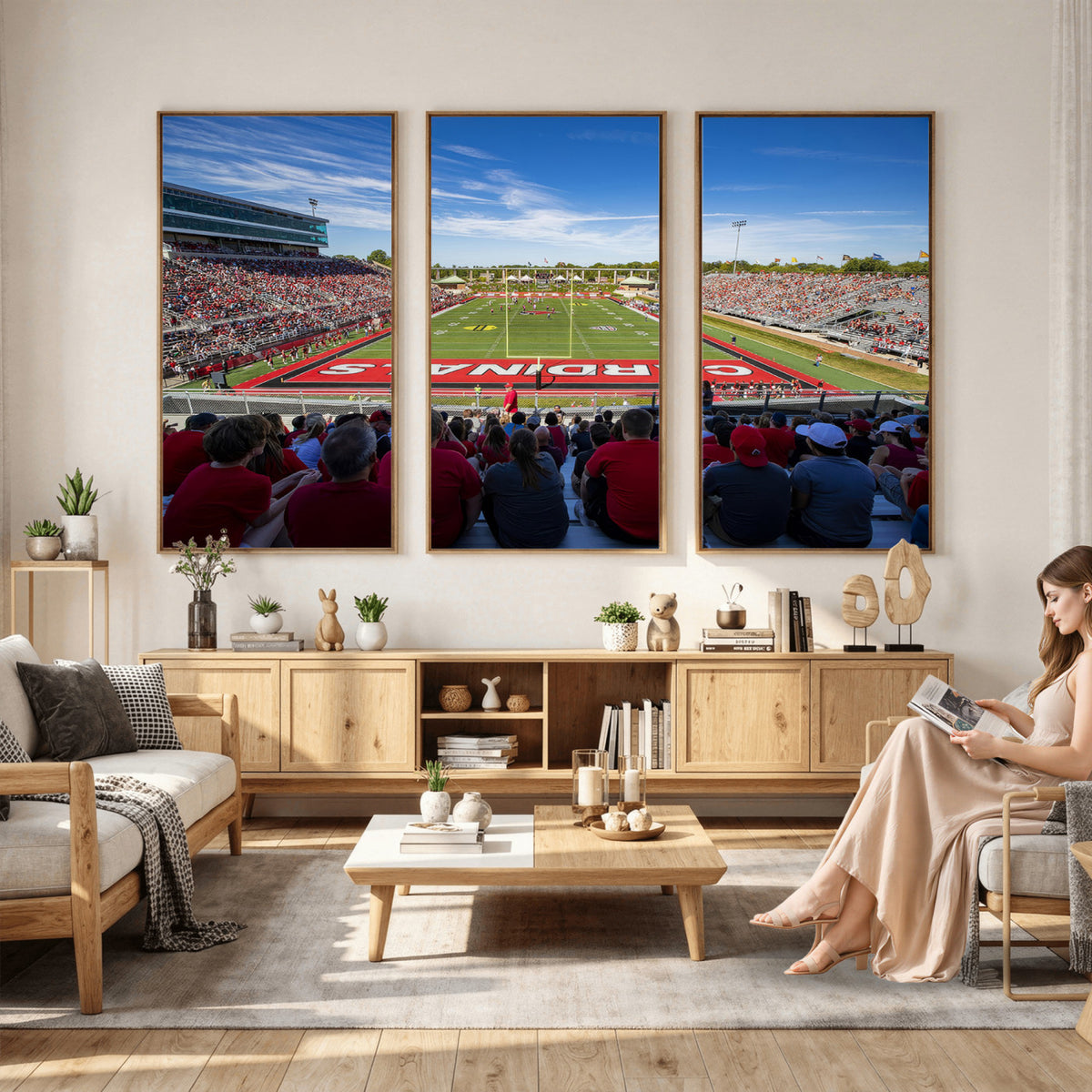 71475-PAN-FL-20X10 - Ball State Cardinals Football Team Print - Muncie Scheumann Stadium Wall Art Canvas Print