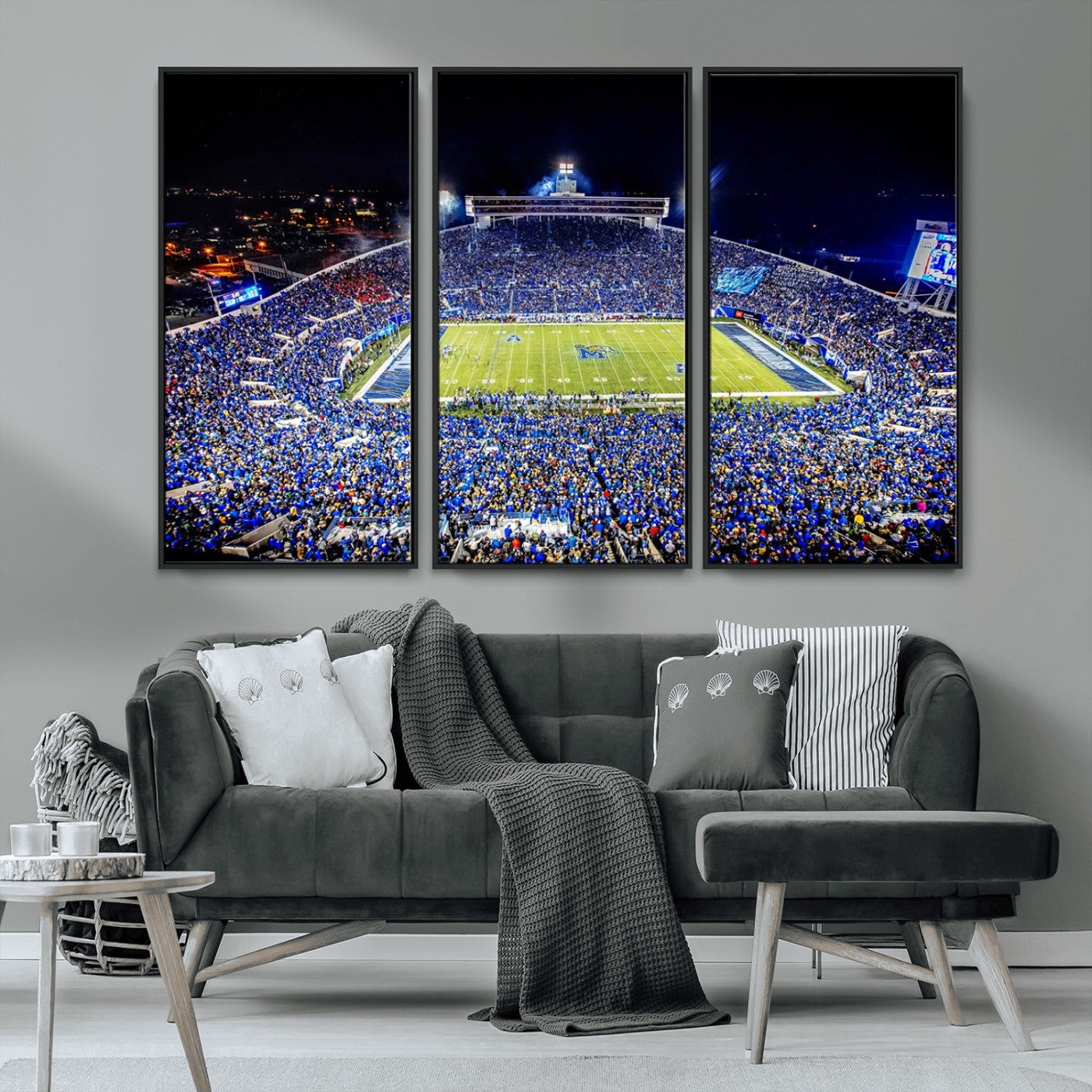 MGV-FC-48X32-3P - University of Memphis Tigers Football Team Print - Memphis Simmons Bank Liberty Stadium Wall Art