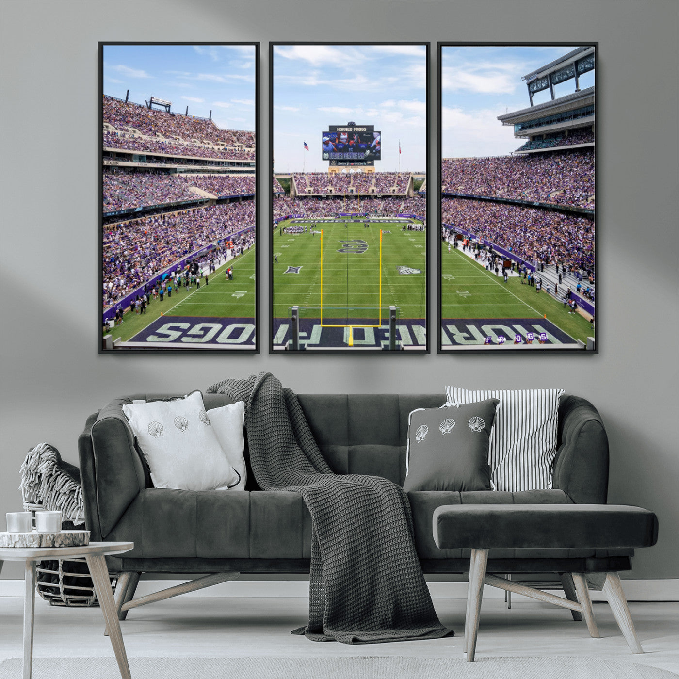 MGV-FC-48X32-3P - TCU Horned Frogs Football Team Print - Fort Worth Amon G. Carter Stadium Wall Art Canvas Print