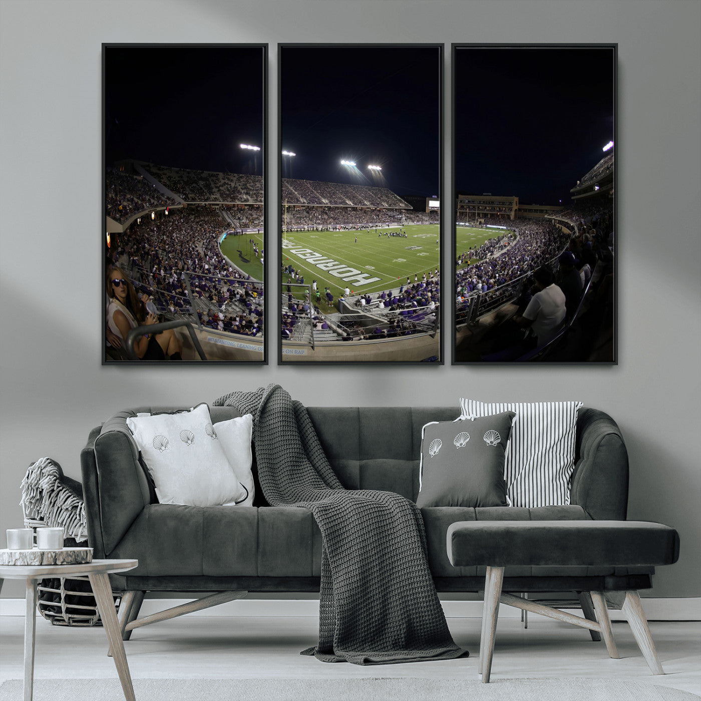MGV-FC-48X32-3P - TCU Horned Frogs Football Team Print - Fort Worth Amon G. Carter Stadium Wall Art Canvas Print.