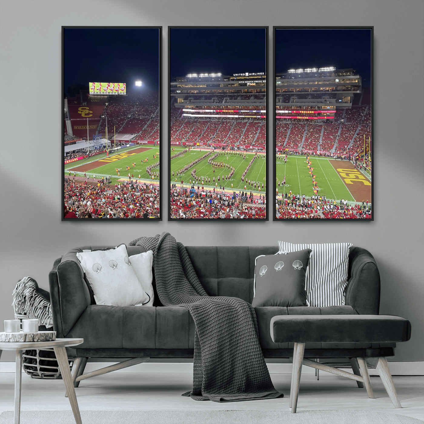 MGV-FC-48X32-3P - The University of Southern California USC Trojans Football Team Print - Los Angeles Memorial