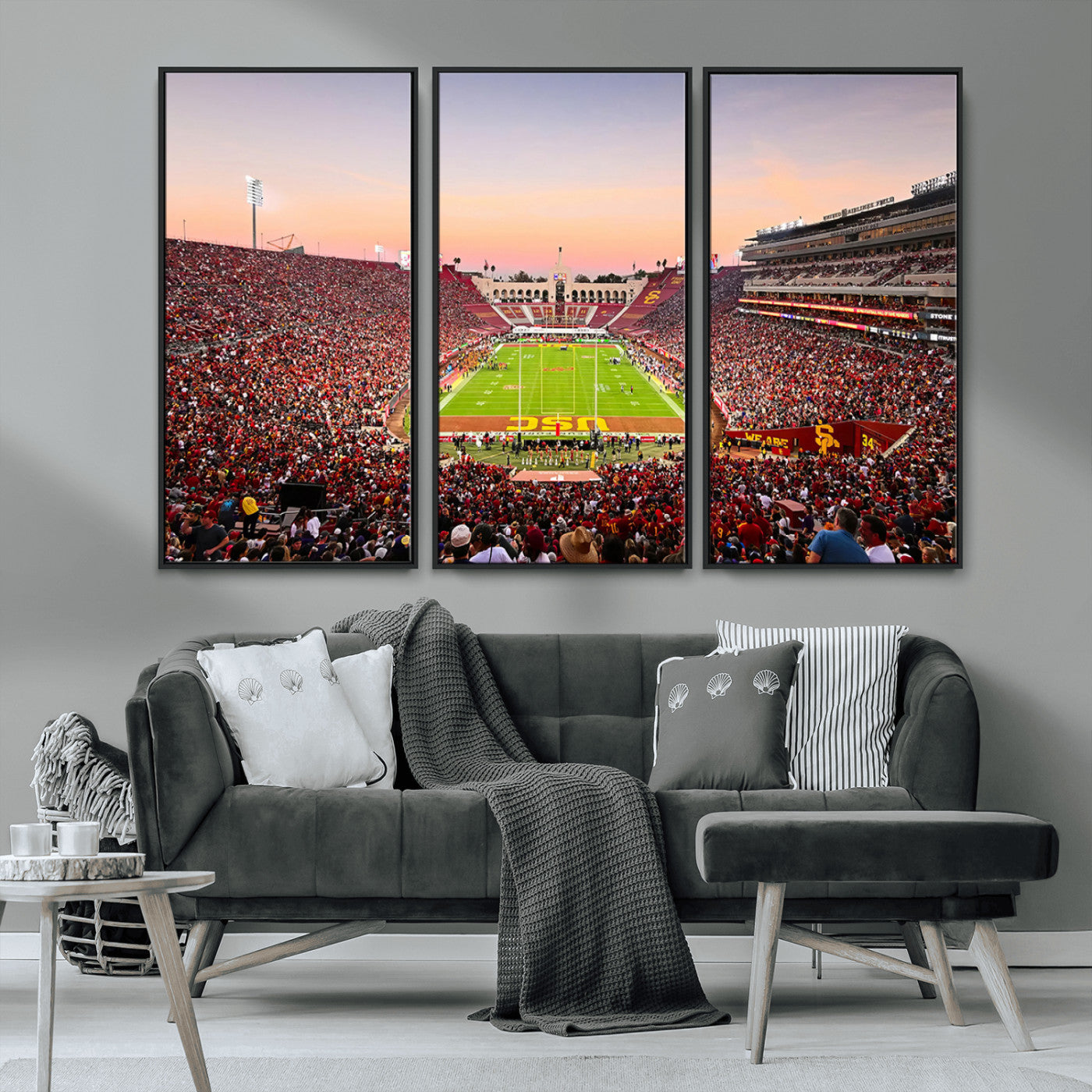 MGV-FC-48X32-3P - The University of Southern California USC Trojans Football Team Print - Los Angeles Memorial