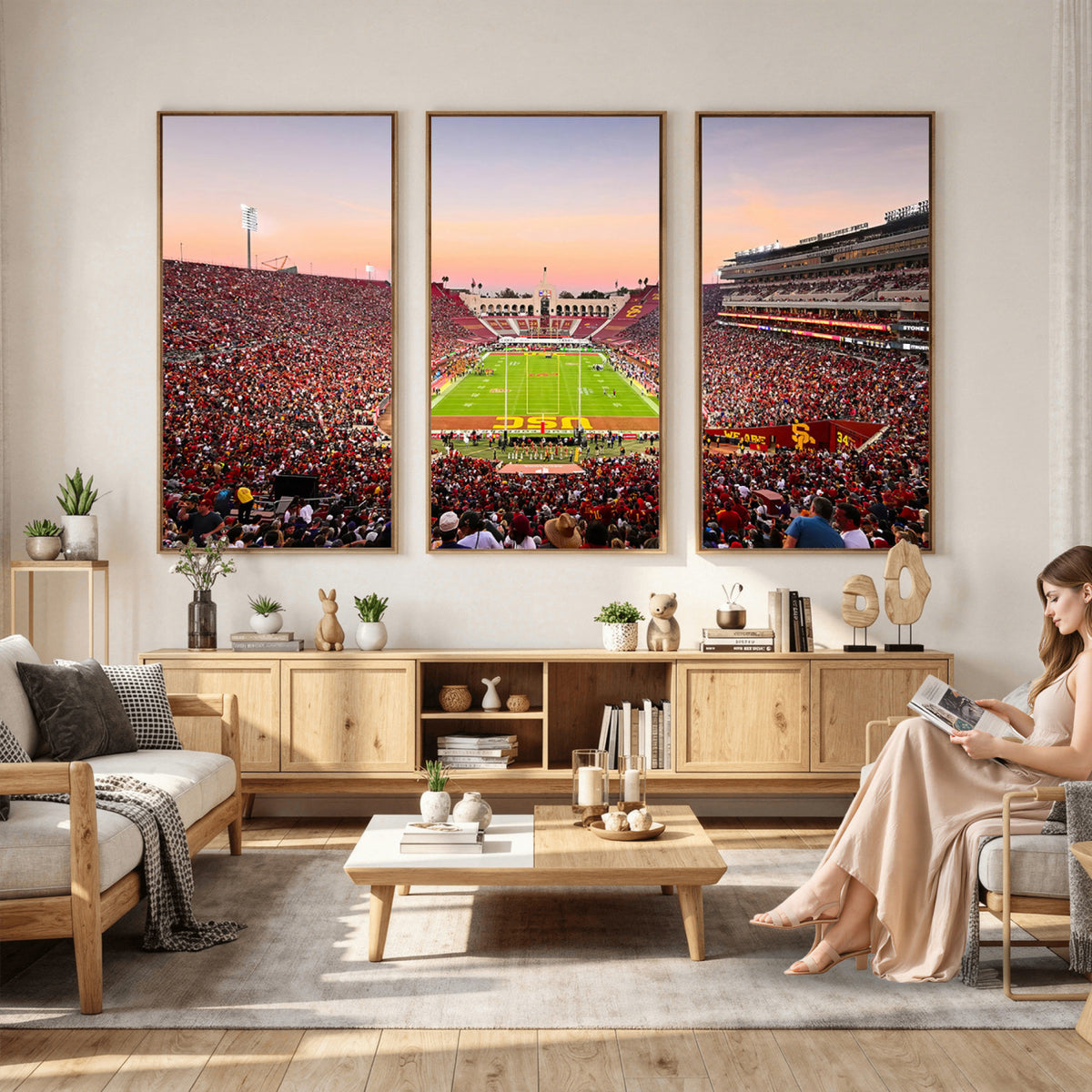 39904-MGV-CV-36X24 - The University of Southern California USC Trojans Football Team Print, Home Bar Wall Decor