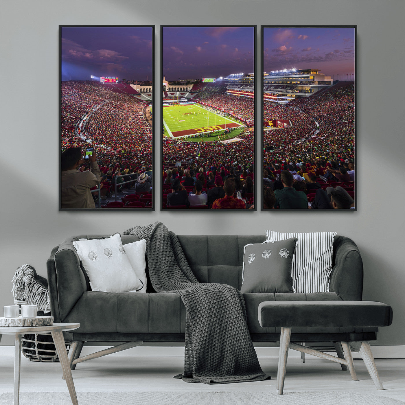 MGV-FC-48X32-3P - The University of Southern California USC Trojans Football Team Print - Los Angeles Memorial