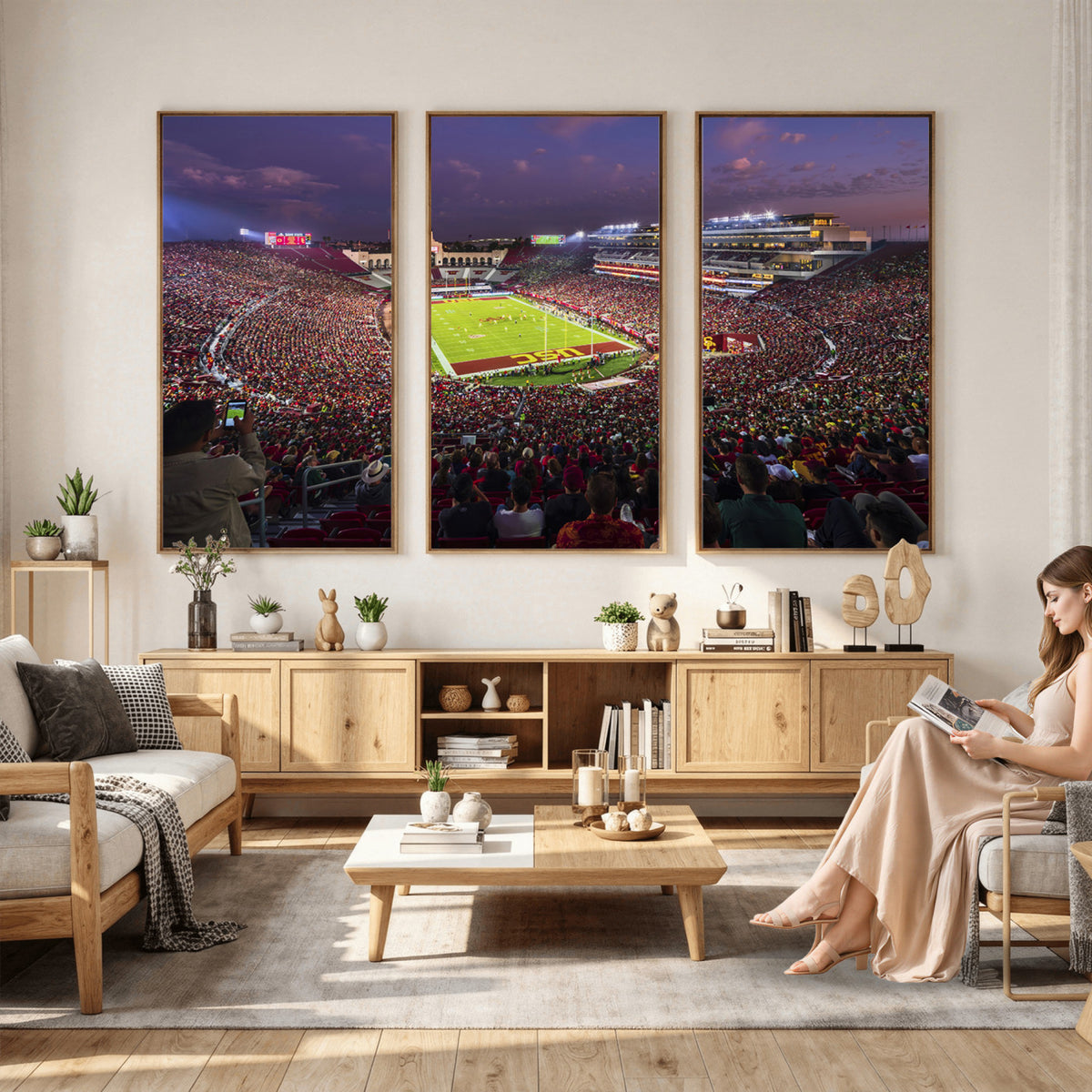 73373-MGV-CV-36X24 - The University of Southern California USC Trojans Football Team Print, Extra Large Game Room Wall Decor