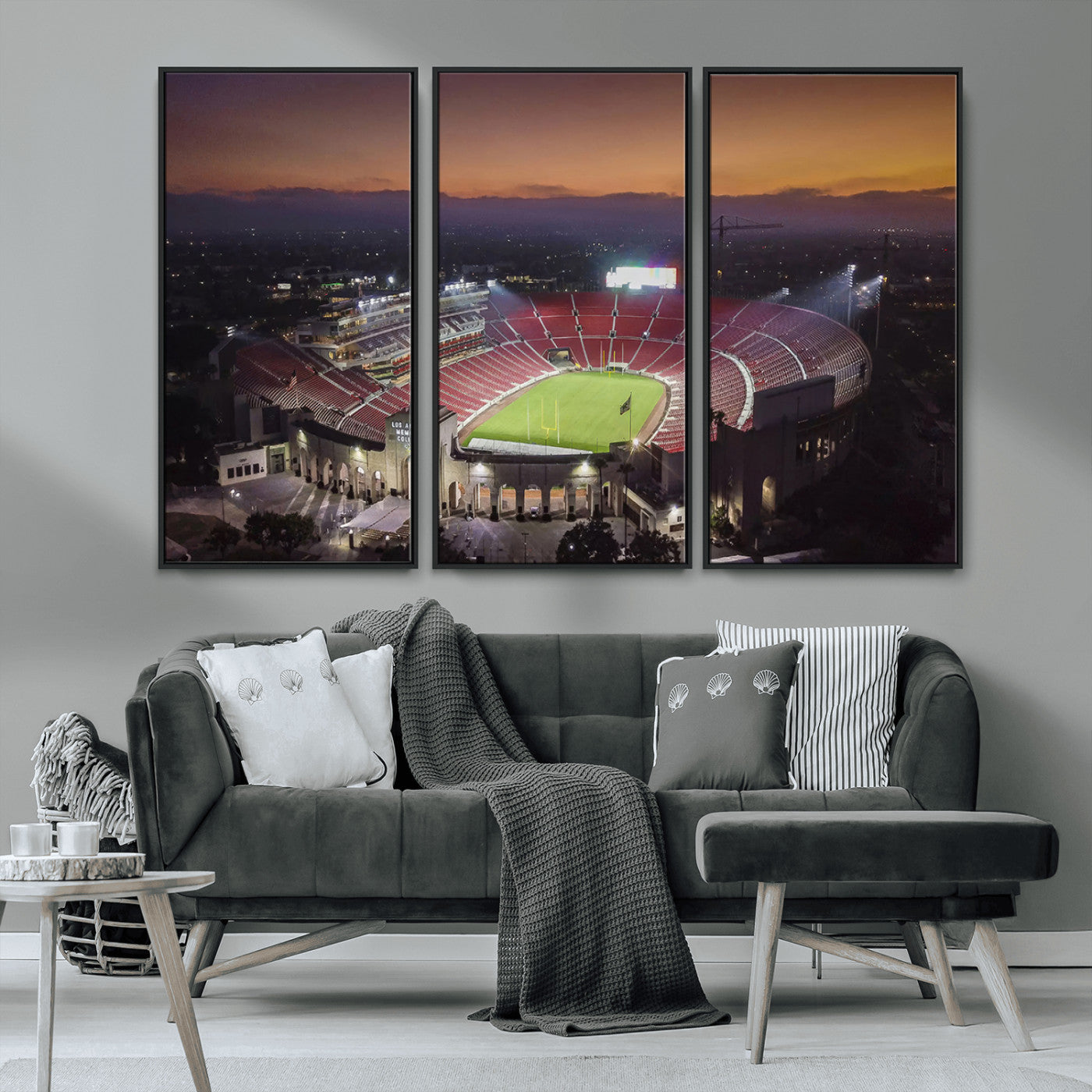 MGV-FC-48X32-3P - The University of Southern California USC Trojans Football Team Print - Los Angeles Memorial