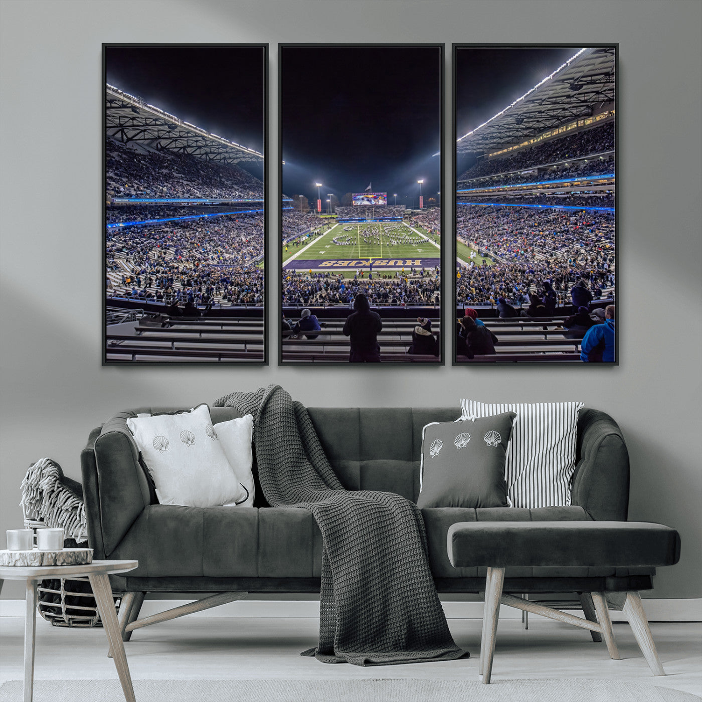 MGV-FC-48X32-3P - The University of Washington Huskies Football Team Print - Seattle Husky Stadium Wall Art Canvas