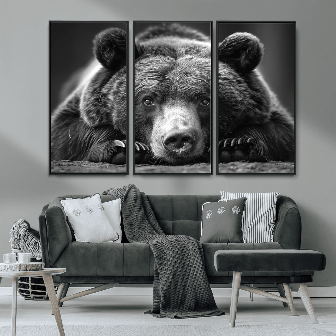 MGV-FC-48X32-3P - Resting Grizzly 399 Bear Canvas Print | Ready to Hang Wall Art | Rustic Cabin & Farmhouse Decor |
