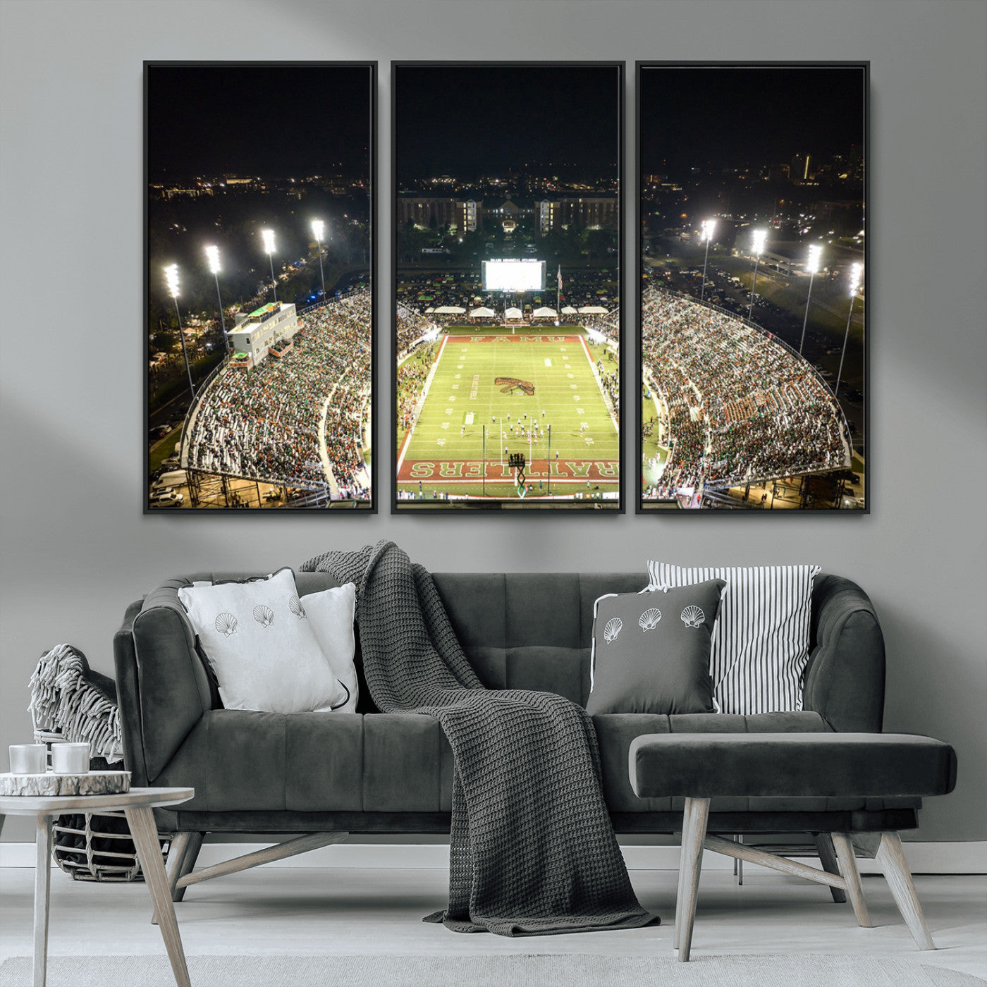 MGV-FC-48X32-3P - Florida A&M Rattlers Football Team Print - Tallahassee Bragg Memorial Stadium Wall Art Canvas Print