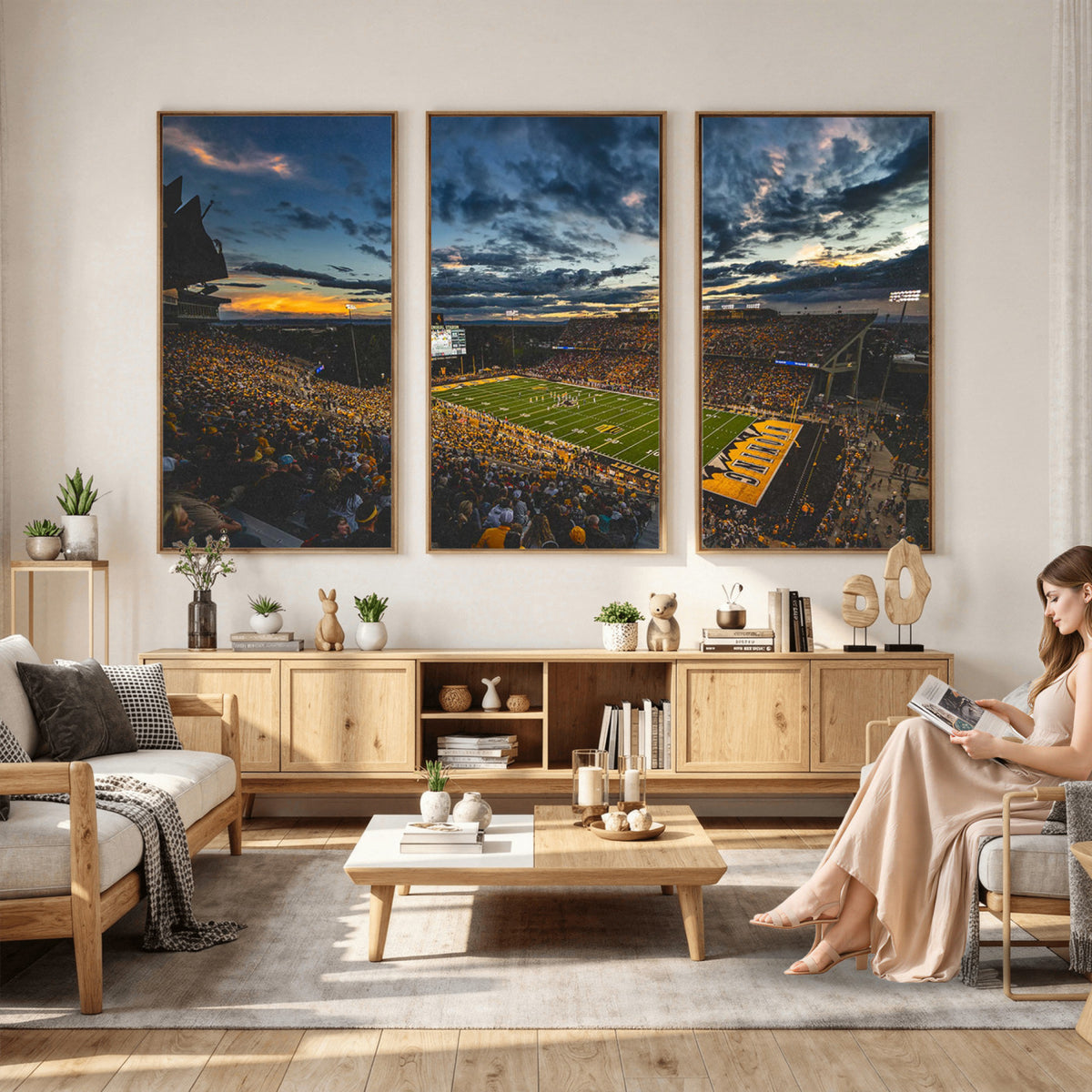 61020-MGV-CV-36X24 - University of Wyoming Cowboys Football Team Print, Laramie, Framed and Ready to Hang