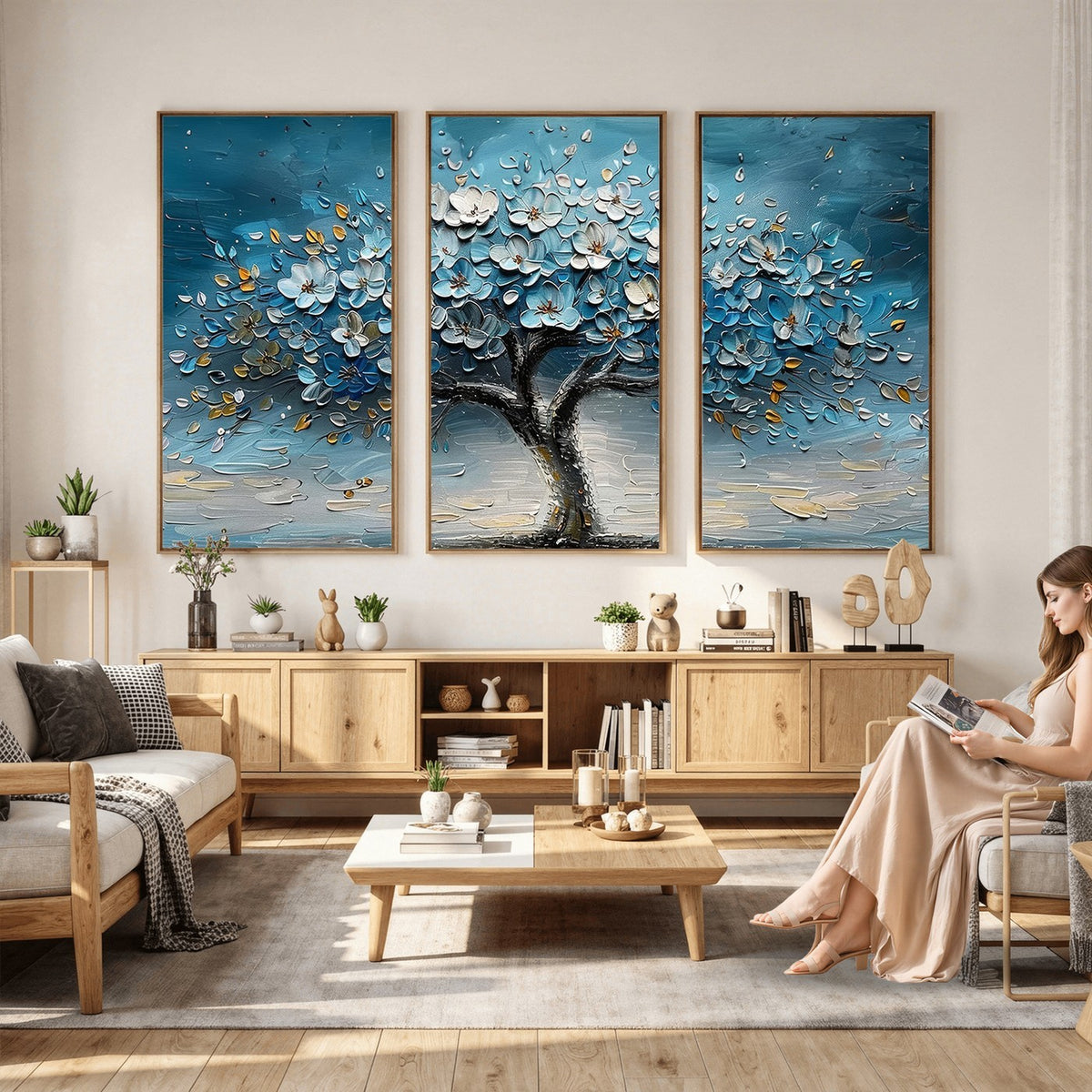 24109-_Poster-30x20 - Abstract Blooming Tree Wall Art Canvas Print, Floral Modern Home Decor