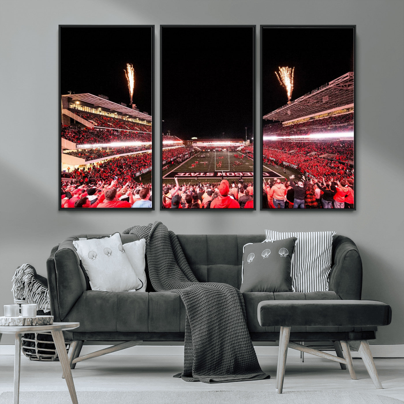 MGV-FC-48X32-3P - Oregon State Beavers Football Team Print - Corvallis Reser Stadium Wall Art Canvas Print