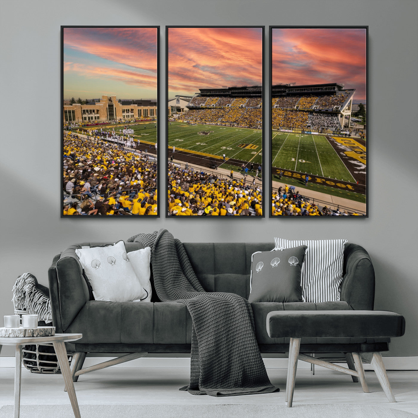 MGV-FC-48X32-3P - University of Wyoming Cowboys Football Team Print - Laramie Jonah Field War Memorial Stadium Wall