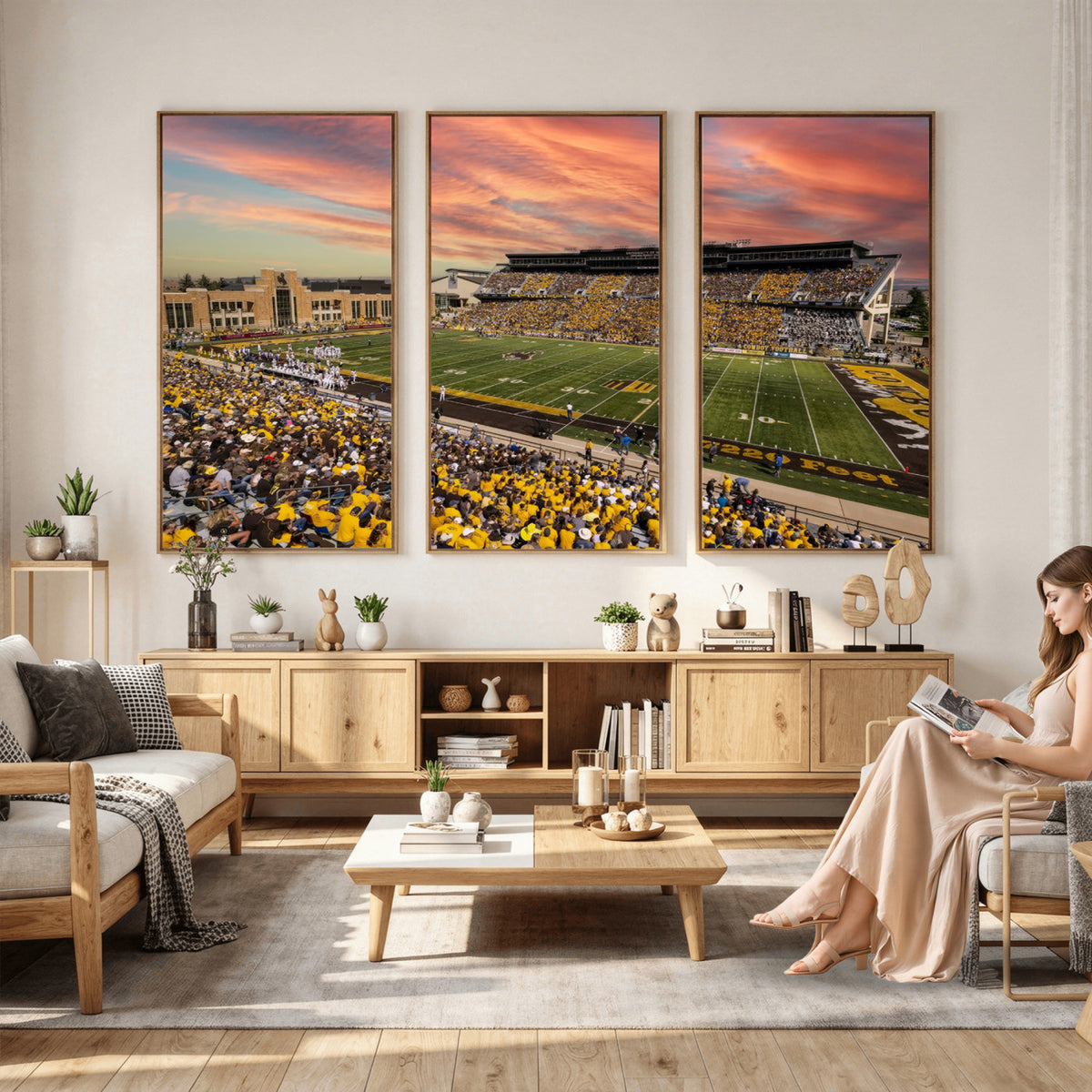 90508-MGV-CV-36X24 - University of Wyoming Cowboys Football Team Print, Laramie, Extra Large Game Room Wall Decor