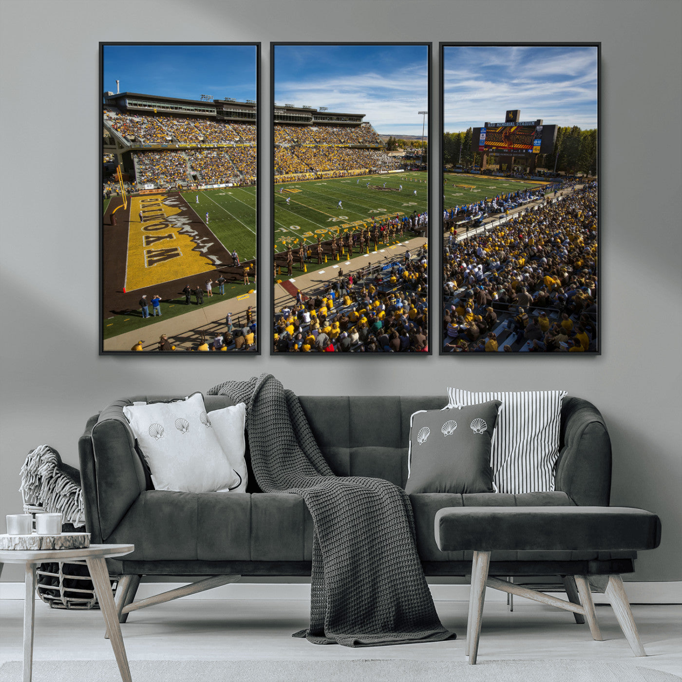 MGV-FC-48X32-3P - University of Wyoming Cowboys Football Team Print - Laramie Jonah Field War Memorial Stadium Wall