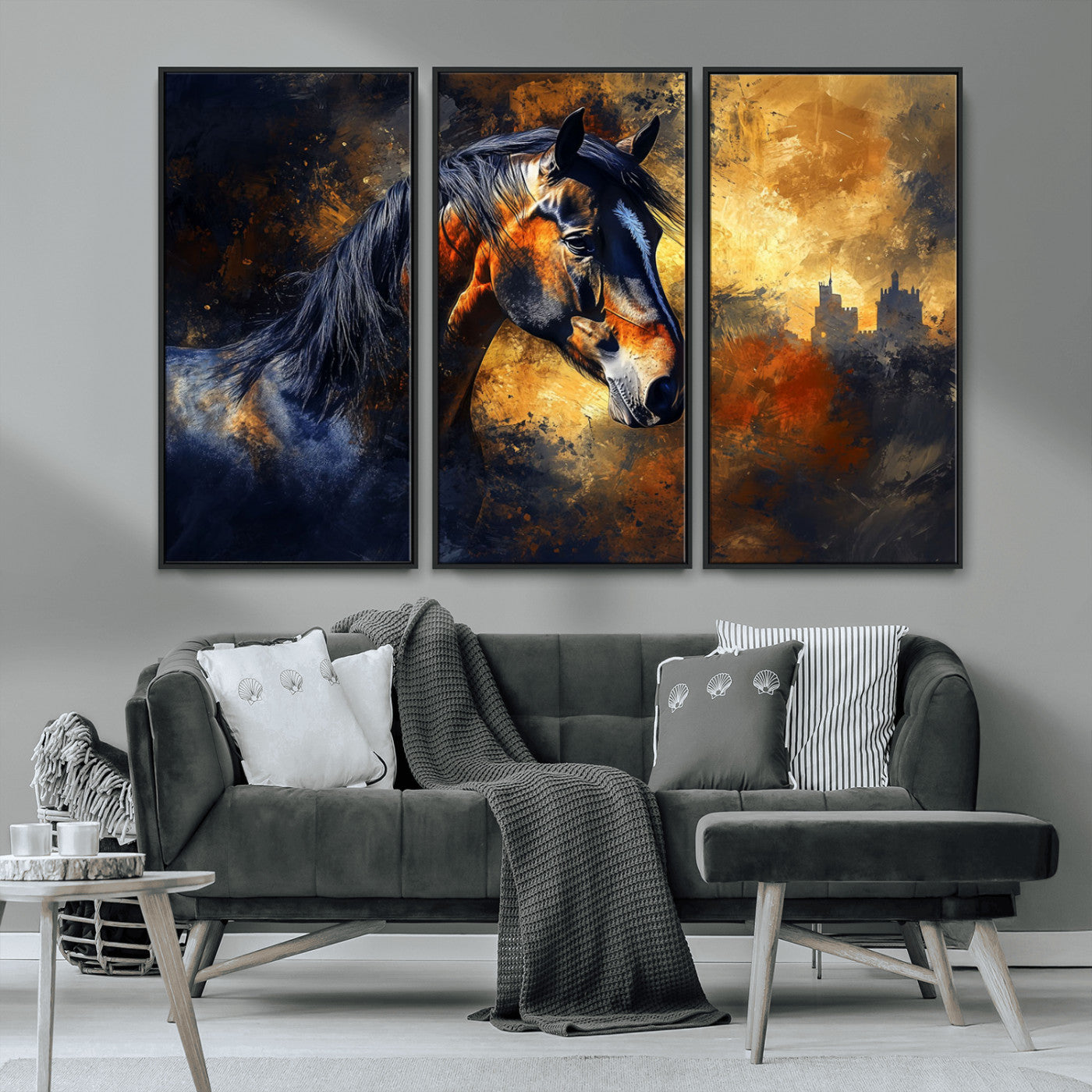 MGV-FC-48X32-3P - Abstract Horse Art Print - Abstract Canvas Wall Art | Perfect for Rustic Farmhouse, Modern, or