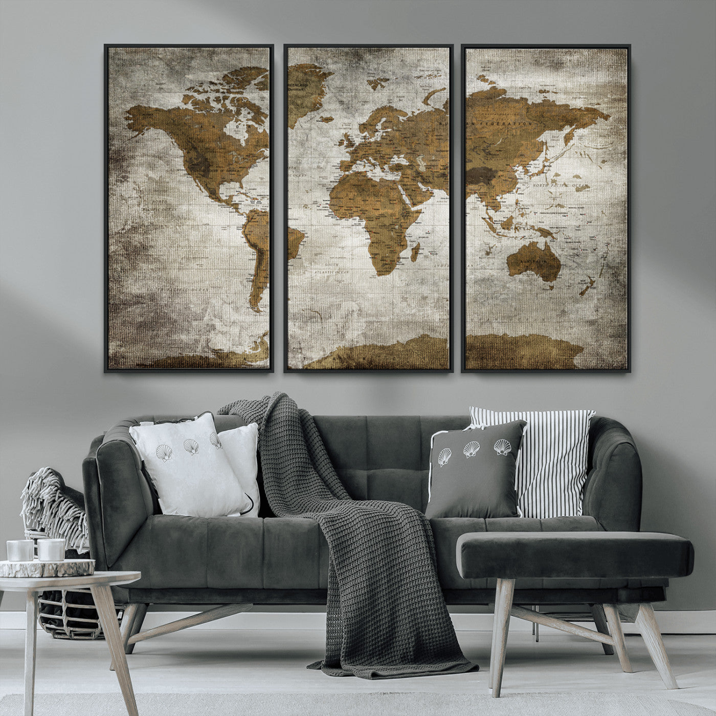 MGV-FC-48X32-3P - Push Pin World Map Canvas Print – Framed Wall Art for Couples to Track Their Travels – Anniversary