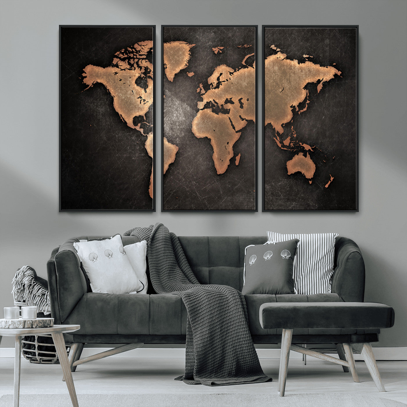 MGV-FC-48X32-3P - Push Pin World Map Canvas Print – Framed Wall Art for Couples to Track Their Travels – Anniversary