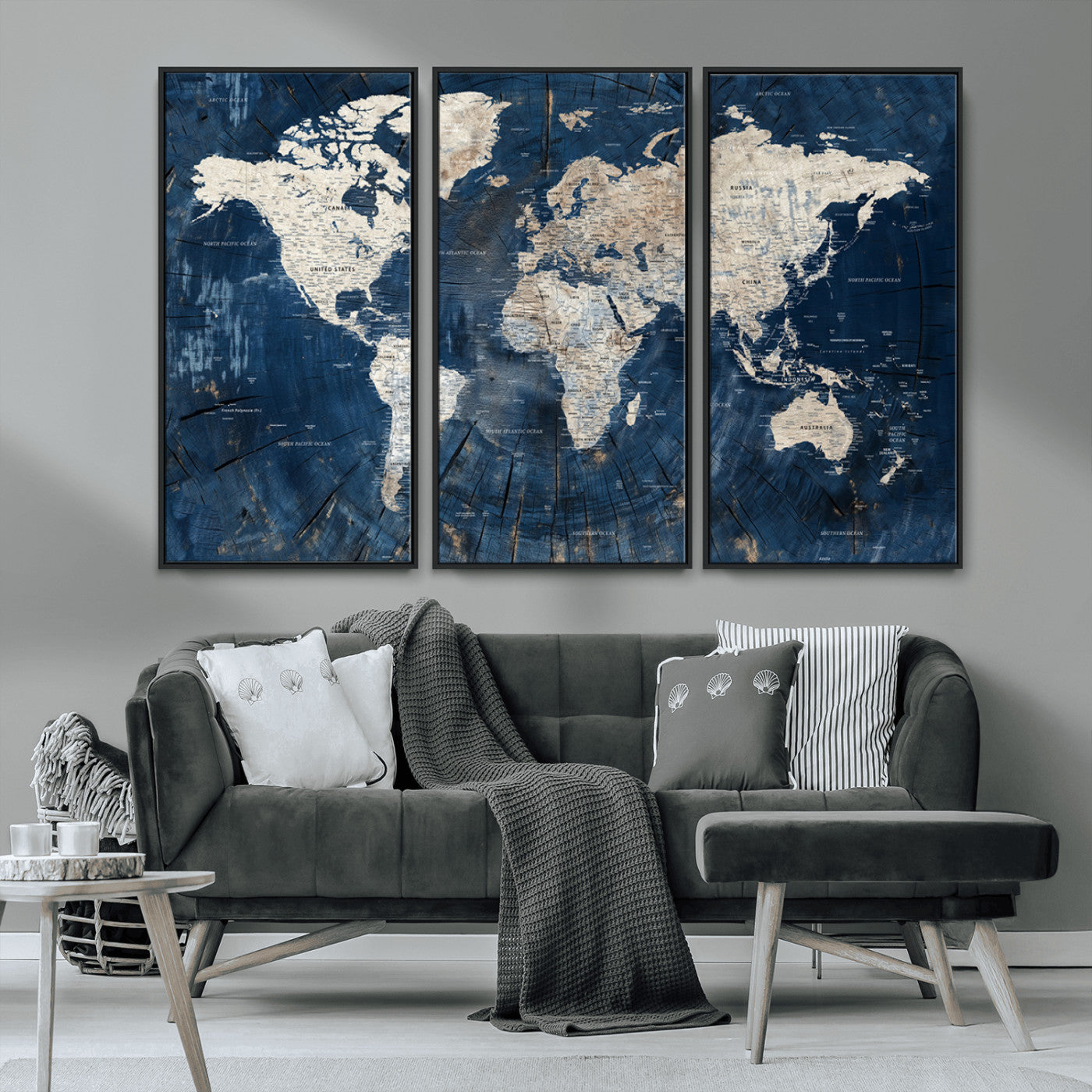 MGV-FC-48X32-3P - Push Pin World Map Canvas Print – Framed Wall Art for Couples to Track Their Travels – Anniversary