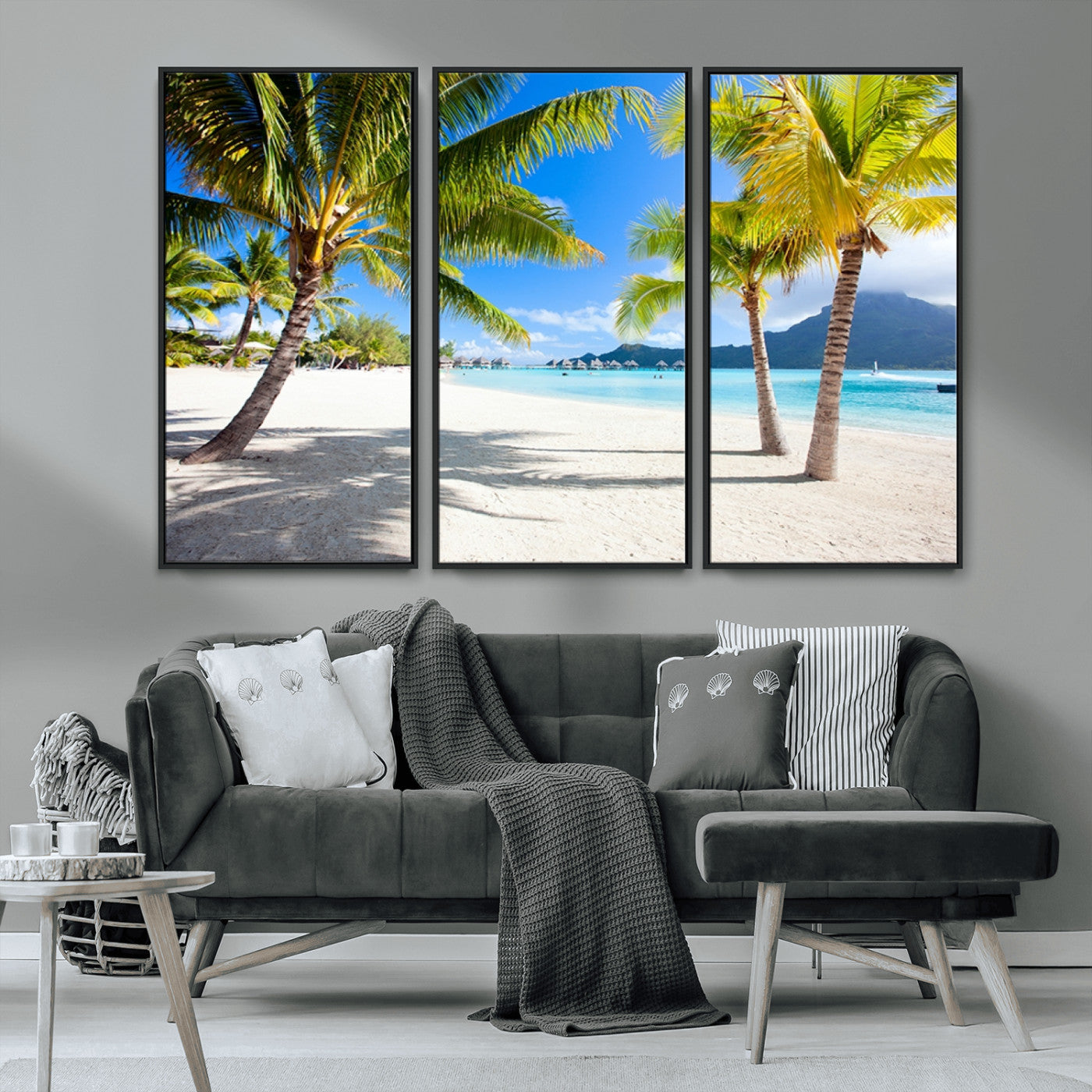 MGV-FC-48X32-3P - Blue Beach and Sea Wall Art Canvas Print