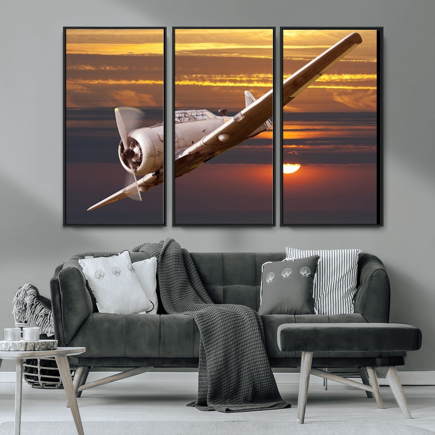 MGV-FC-48X32-3P - Old War Plane Wall Art Canvas Print