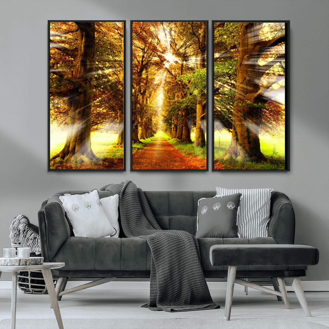 MGV-FC-48X32-3P - Sunshine in Forest and Trees Wall Art Canvas Print