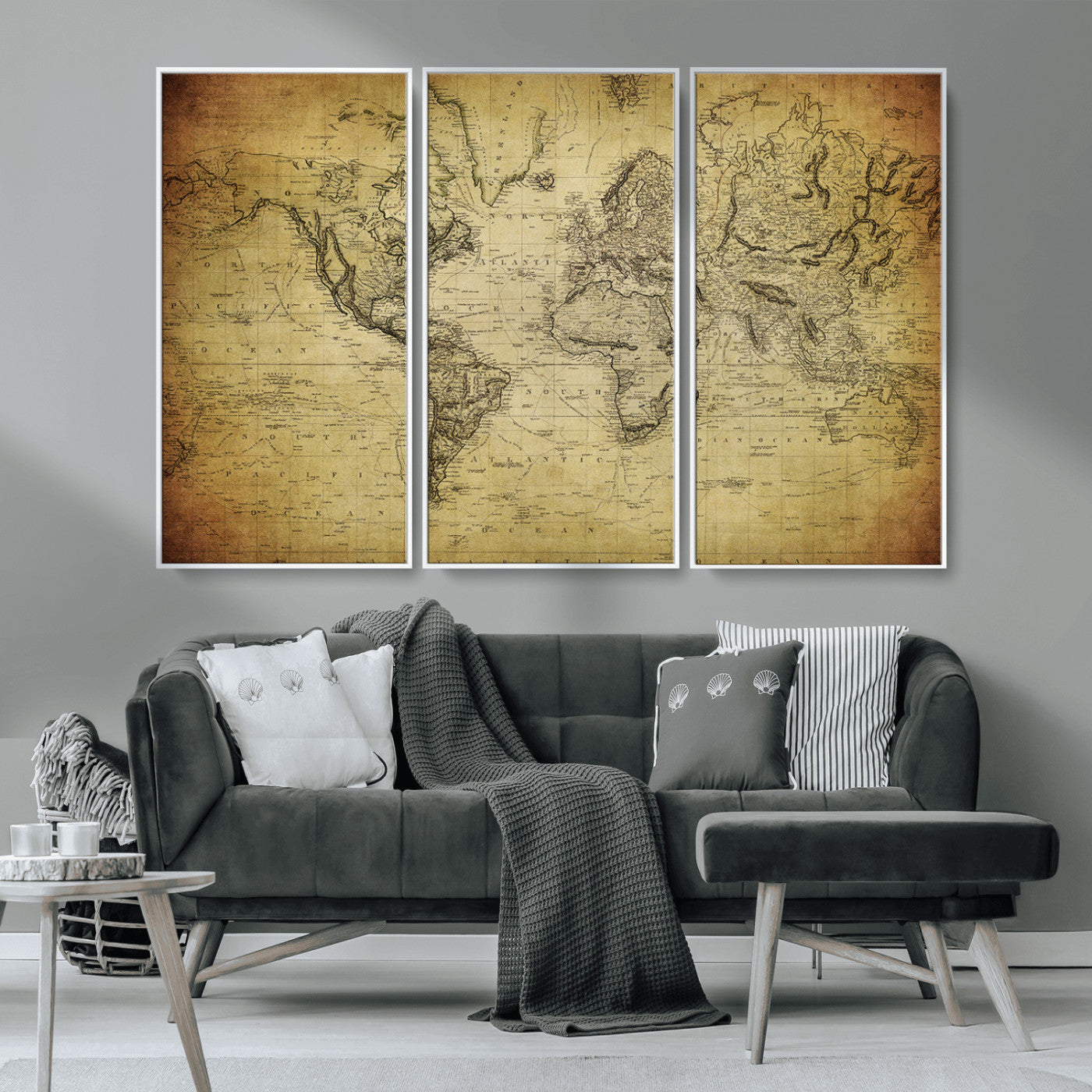 MGV-FC-48X32-3P - Push Pin World Map Canvas Print – Framed Wall Art for Couples to Track Their Travels – Anniversary