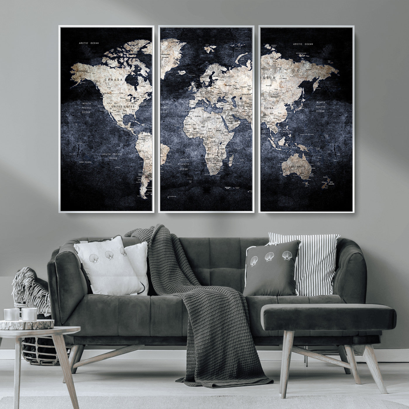 MGV-FC-48X32-3P - World Map Wall Art Canvas Print for Home and Office Decor