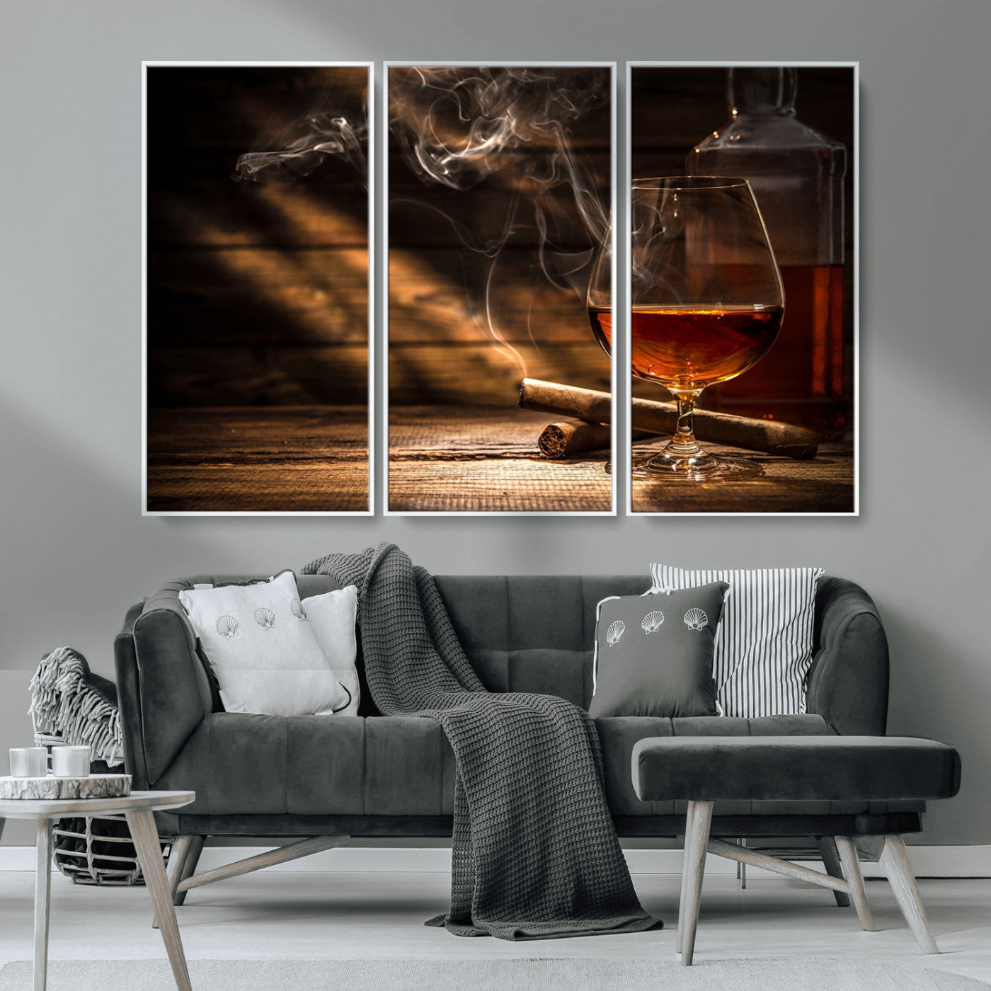 MGV-FC-48X32-3P - Whiskey and Cigar Wall Art Canvas Print