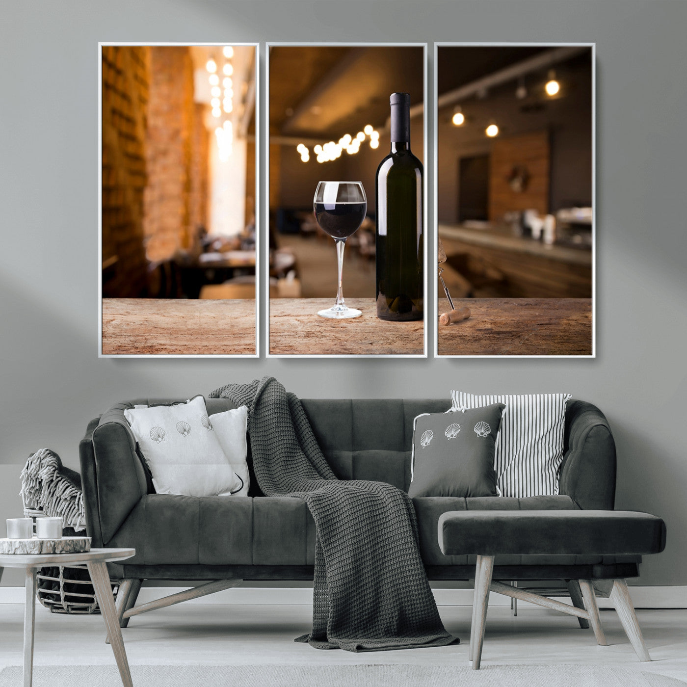 MGV-FC-48X32-3P - Wine and Bottle Wall Art Canvas Print