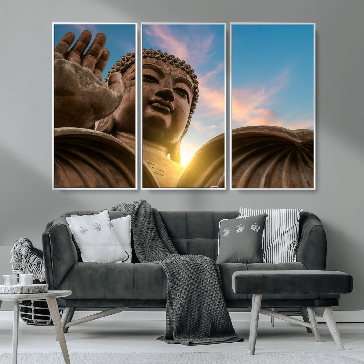MGV-FC-48X32-3P - Buddha Statue and Daylight Wall Art, Buddha Statue Wall Art Canvas Print
