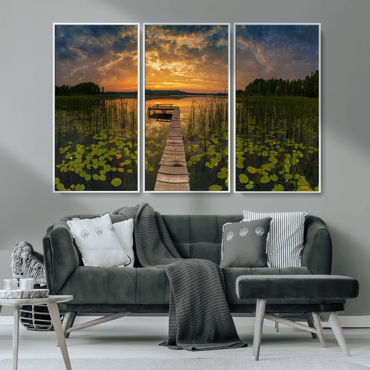 MGV-FC-48X32-3P - Lake and Flower Wall Art Canvas Print
